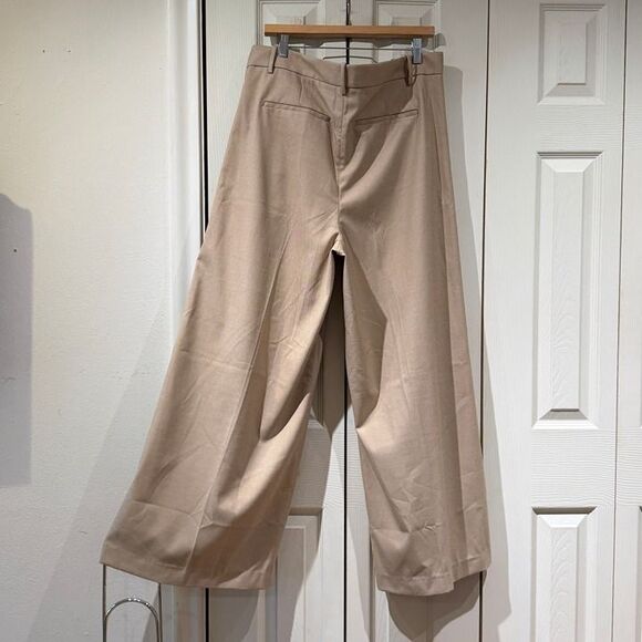 NWT Madewell The Harlow Superwide Leg Pleated Trouser Brushed Twill Tan Beige 14 - Picture 4 of 12